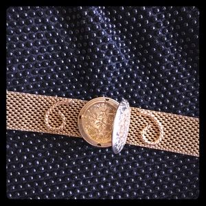 Sarah Coventry 1974 Mesh Locket bracelet gold tone